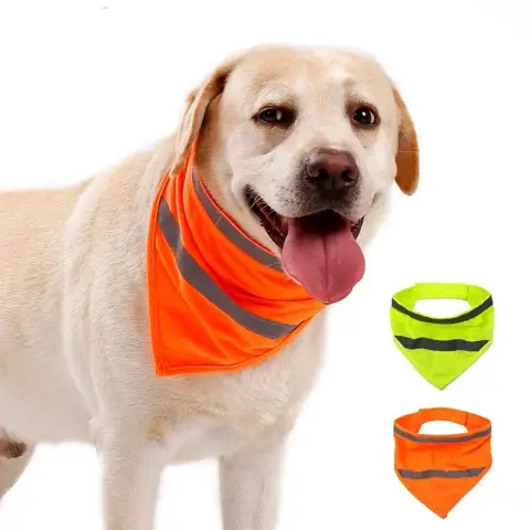 Dog Reflective Bandanas Pet Triangular Towel Scarf Bright Color