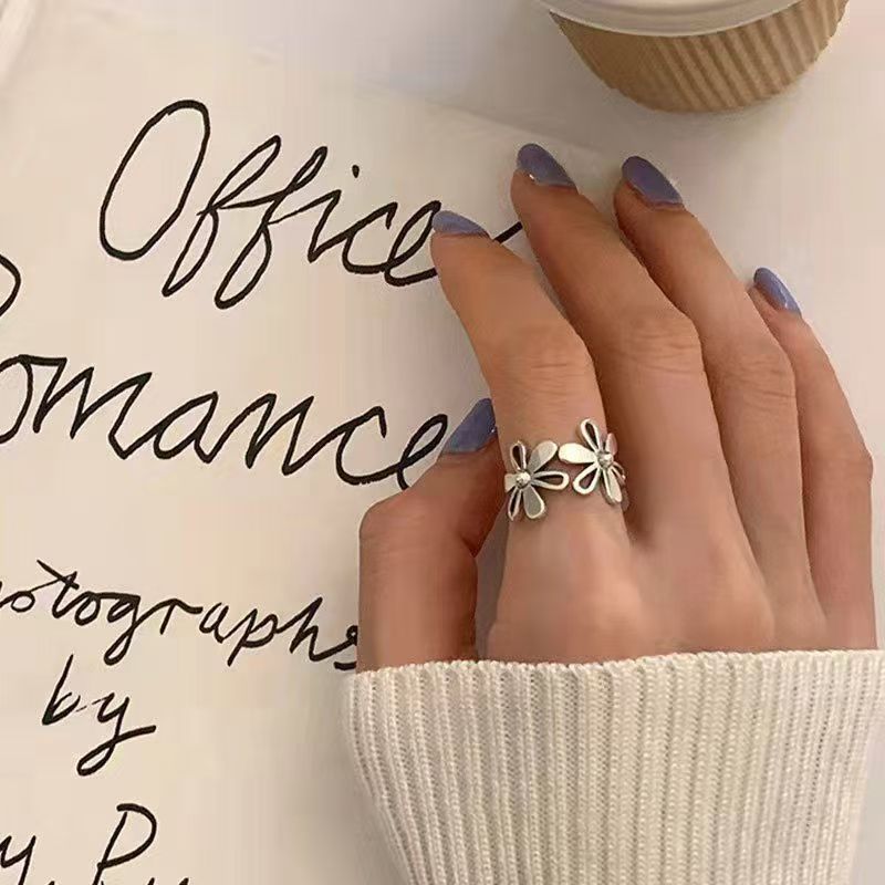 Bohemian Hollow Flower Stainless Steel Ring, Eco-friendly Material, Color Retention, Women's Fashion Jewelry, Personalized All-match & Exaggerated Style