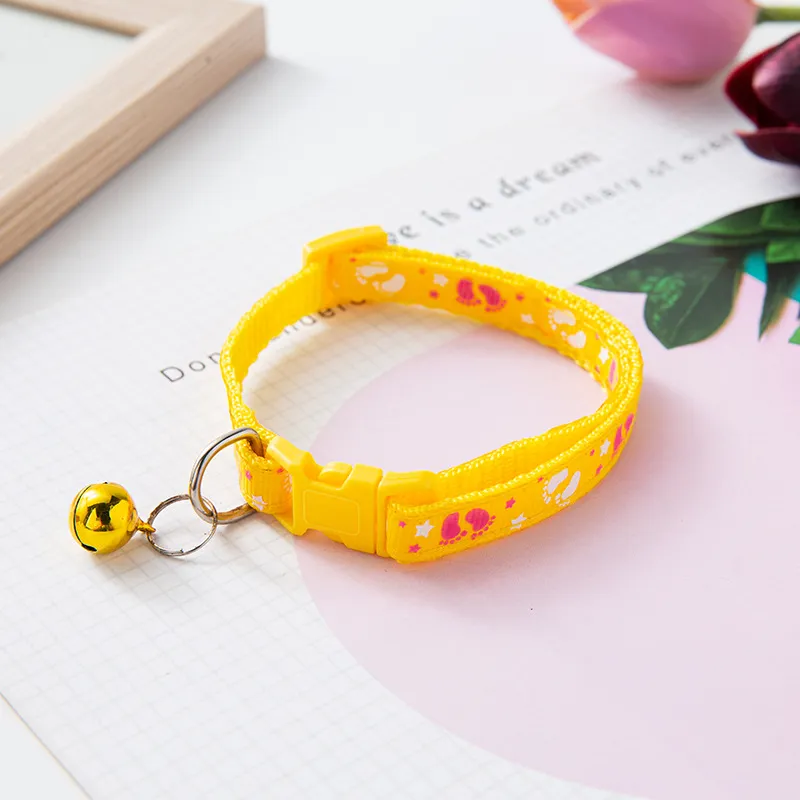 Pepet Bei Bei Double Footprints Stick Cloth Pet Cat Dog Item Bell Collar - Yellow