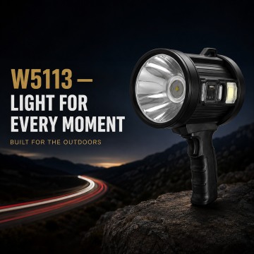 W5113 արևային լիցքավորմամբ վերալիցքավորվող LED լապտեր՝ արտաքին մարտկոցի ֆունկցիայով և մարտկոցի ցուցիչով