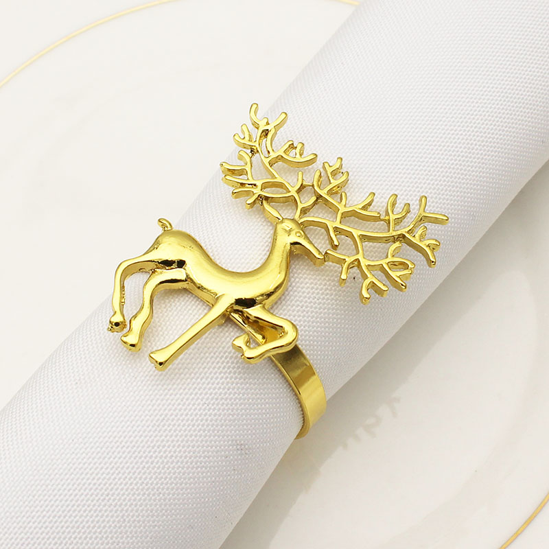 Golden Christmas Fawn Buckle Napkin Ring (Silver-1PCS)