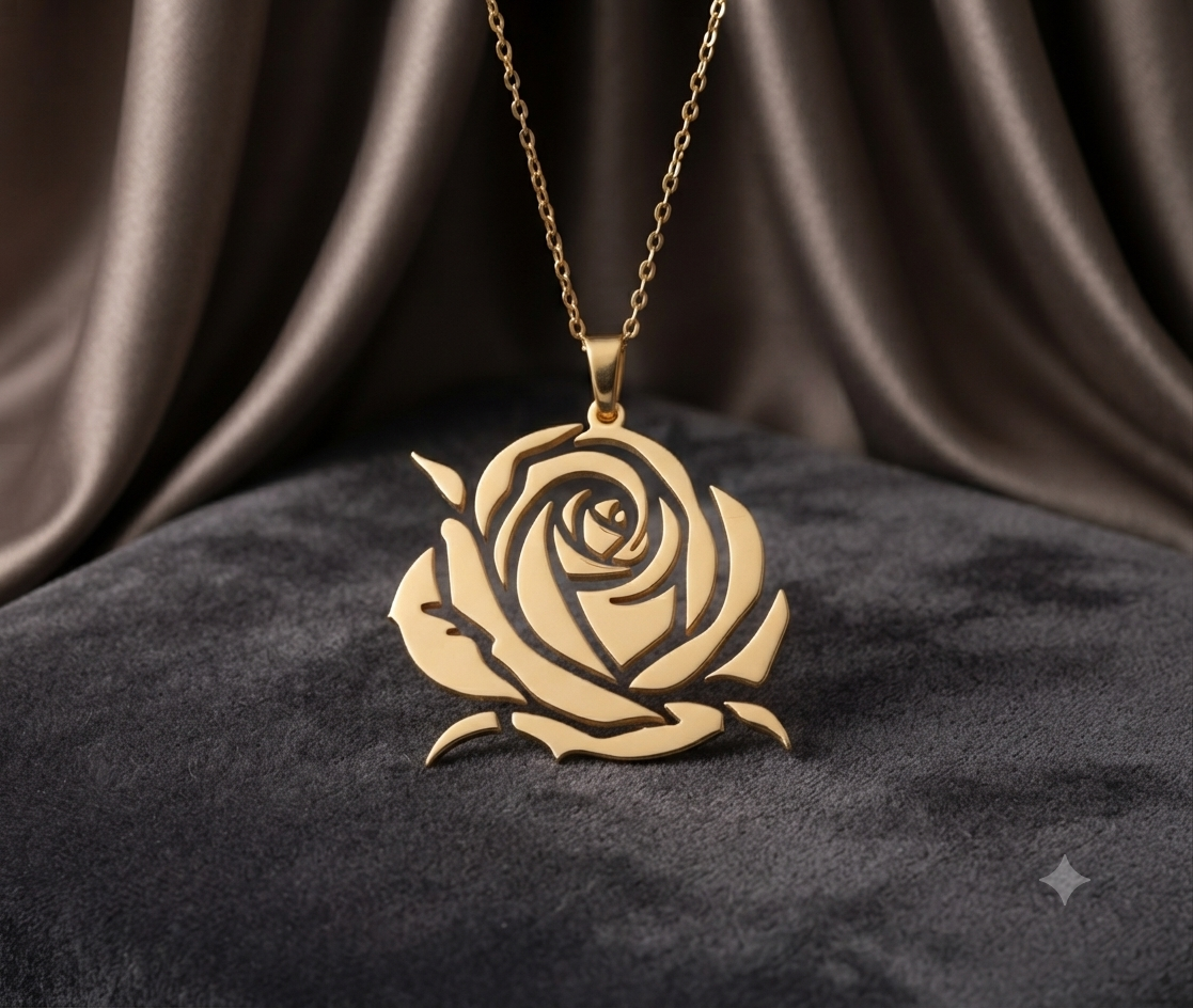 Custom Rose Name Necklace 24K Gold Plated Silver Personalized Gift