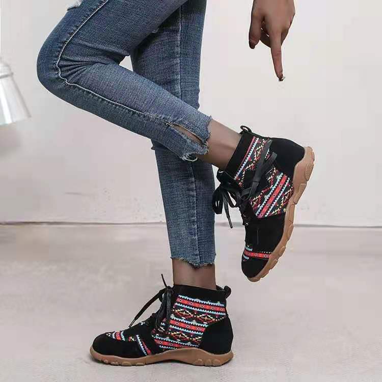 Ethnic Style Large Size Zipper Round Head Platform