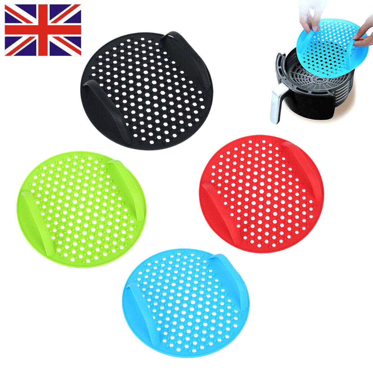 Reusable Air Fryer Silicone Pot Basket Liner Mat Tray Non-Stick For Oven Baking