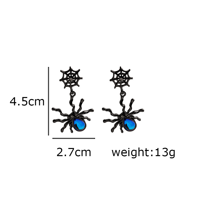 Dark spider moonstone stud earrings (black)