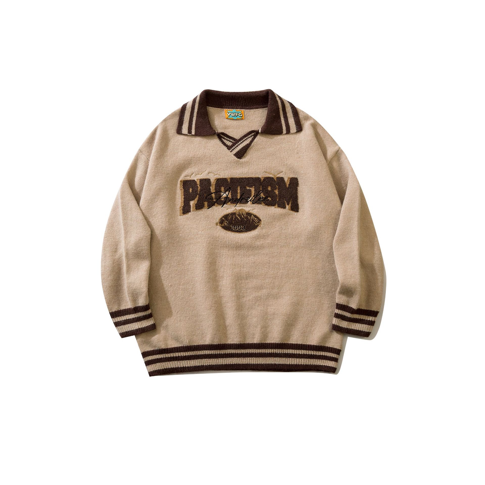 Men's American College Style High Street Country Lapel Knitted Jumper