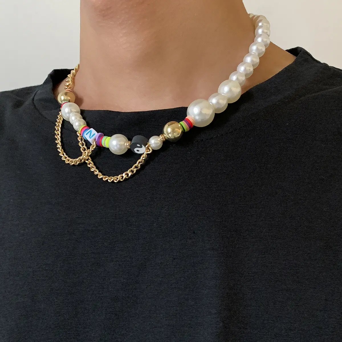 Pearl Men's Necklace New Korean Ins Wind Necklace