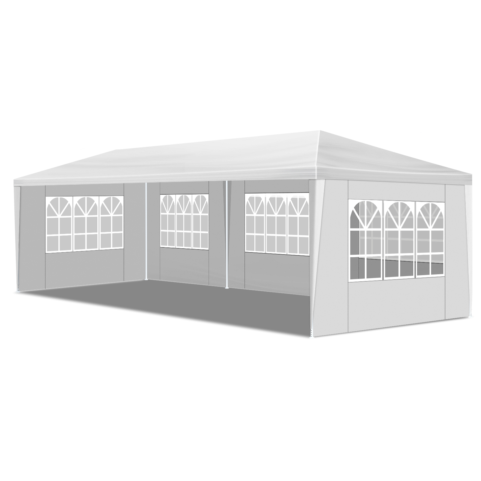 Tente de fête blanche de 10x30 pieds avec 5 parois latérales, belvédère extérieur – Image 7