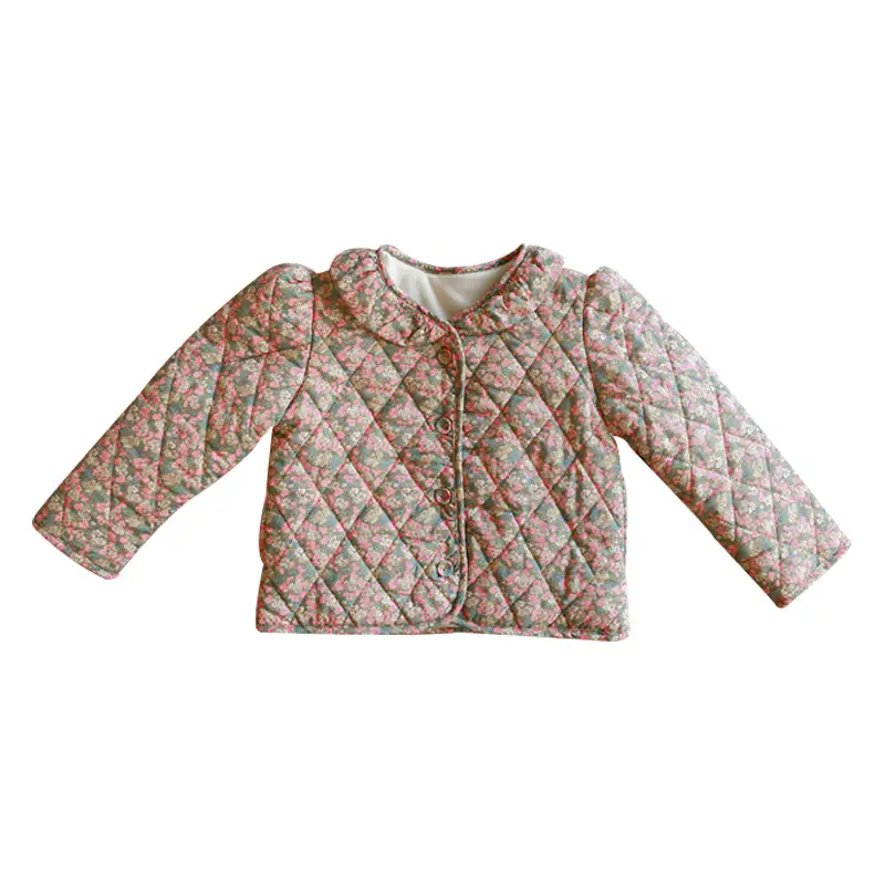 Girls' Floral Sweet Quilted Thick Coat