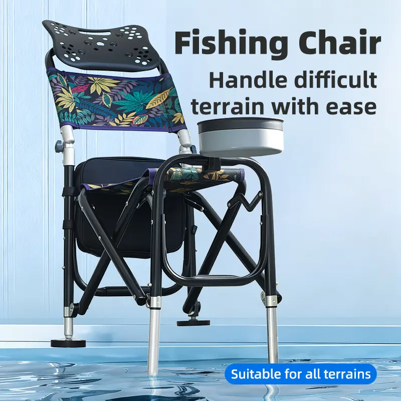Adjustable 6-Level Foldable Fishing Chair Four-Leg Lifting
