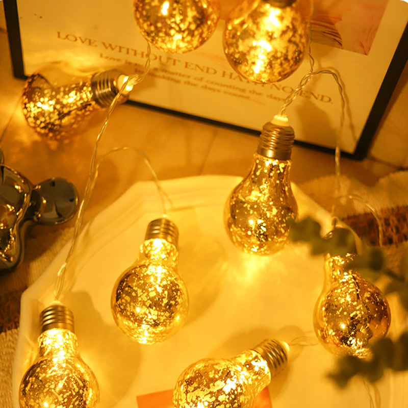 Gold Foil 10 LED Globe String Lights, 6.5FT Battery Operated Fairy Lights, Warm White 3000K Christmas Decor Lights