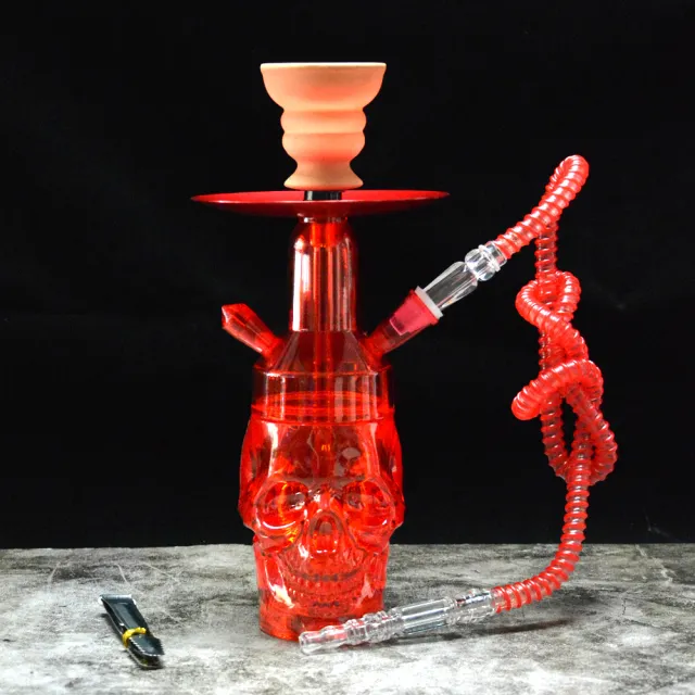 Arabian Acrylic Hookah With Illuminated Skull Red - Shop at LoveMi
