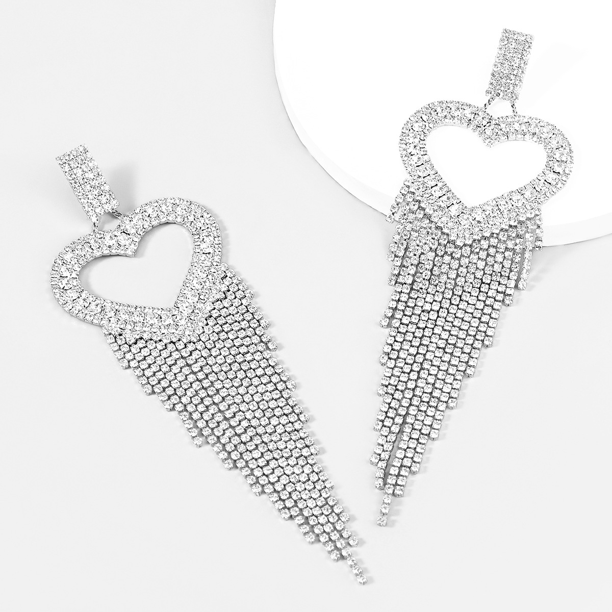 Alloy Diamond-encrusted Love Tassel Earrings Female