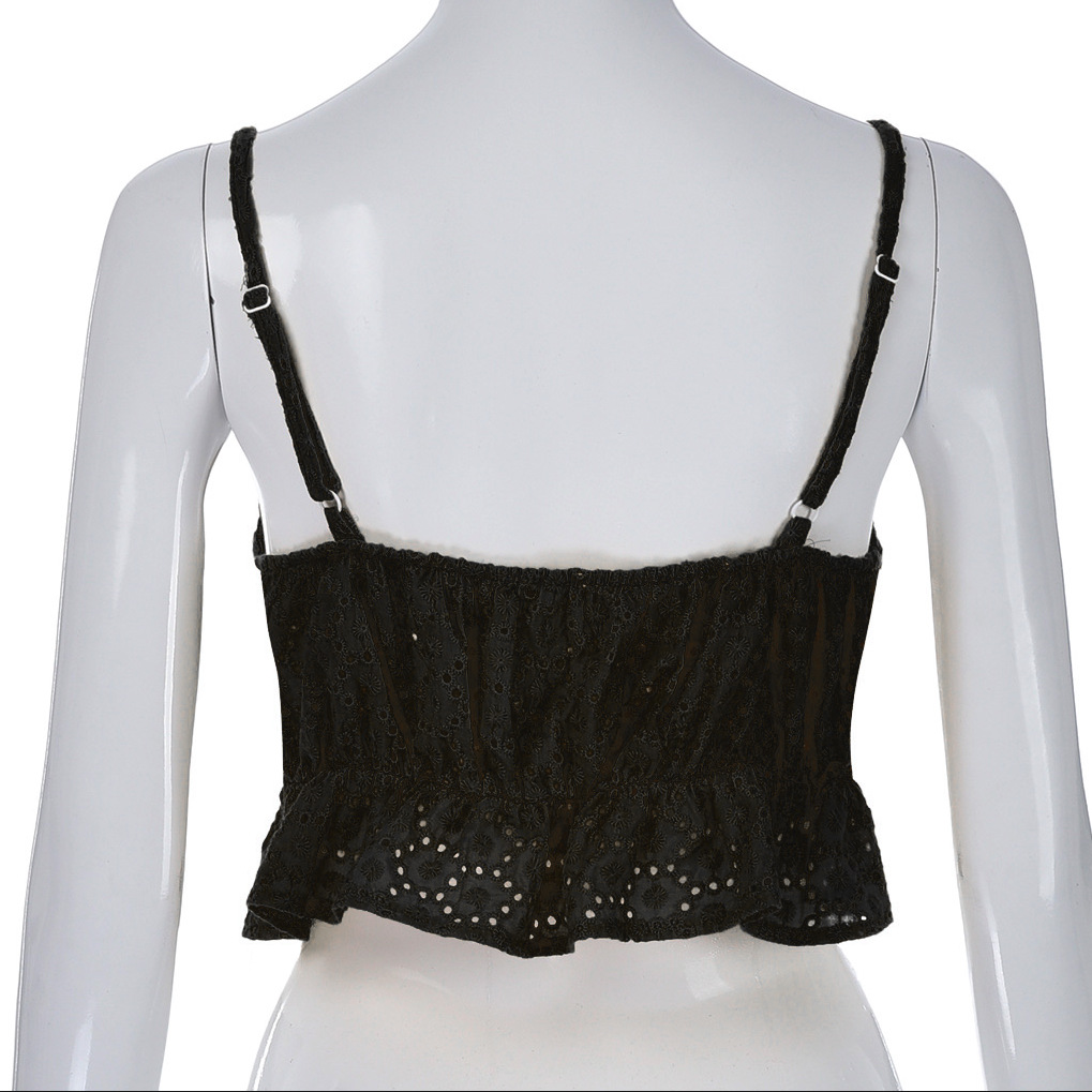 Title 8, V-neck Halter With Hollow Flounces And Beautifu...