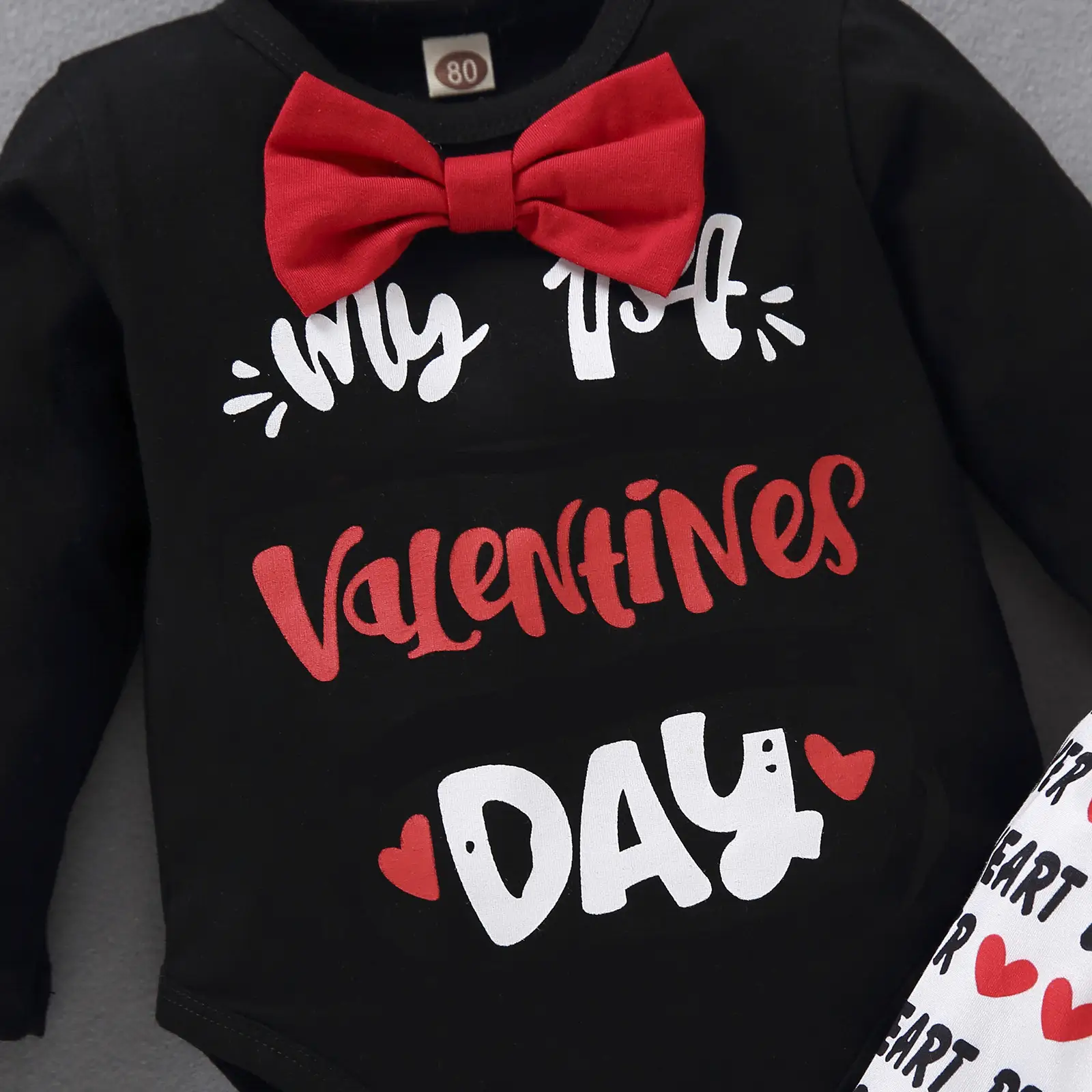 Letter Peach Heart Print Long Sleeve Suit