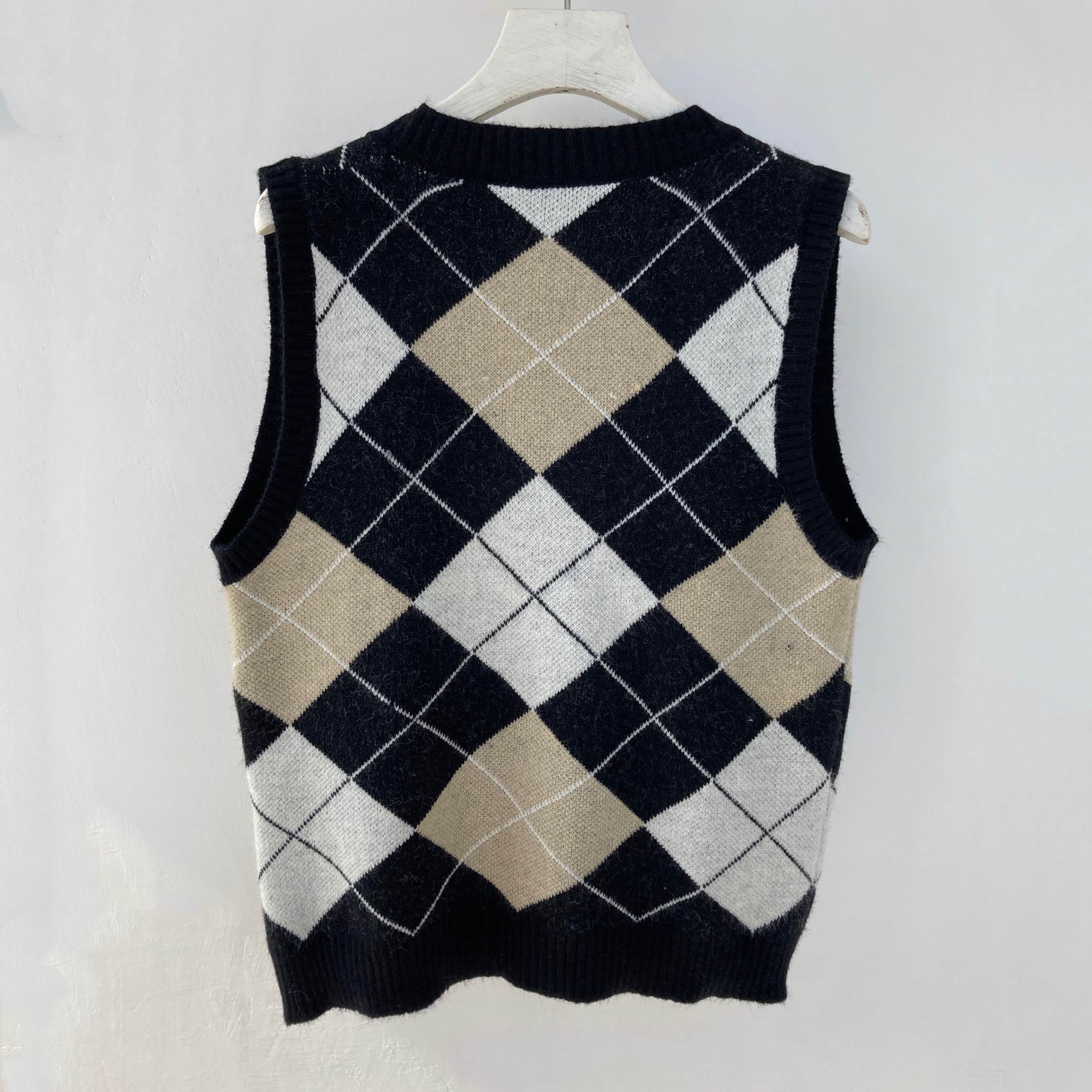 Title 5, Cardigan Gilet Plaid in Maglia Stile College Pr...