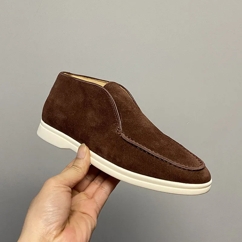 Retro Flat Ankle-length Pair Loafers - Coffee