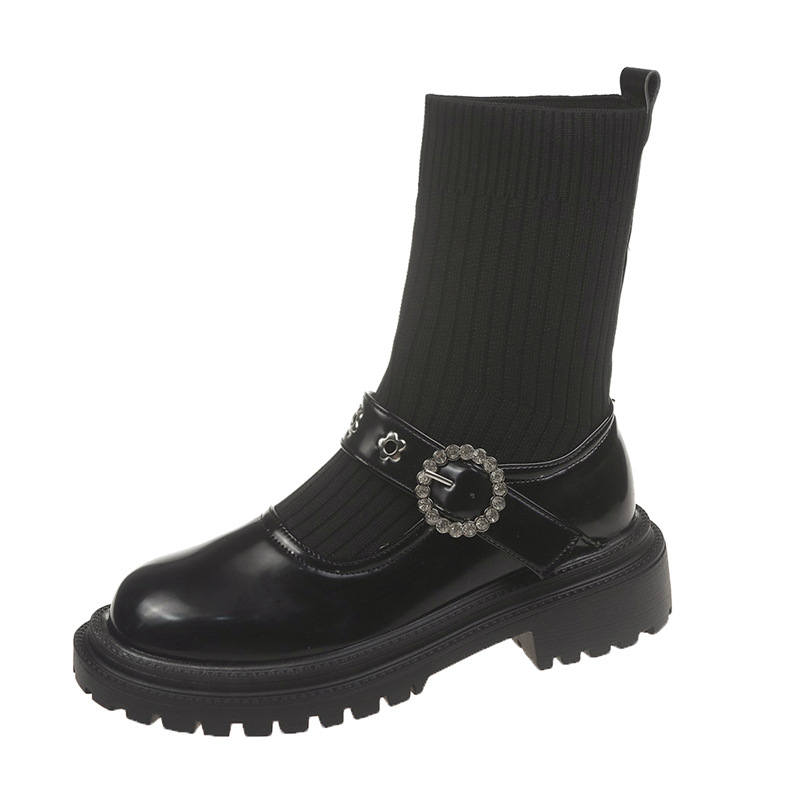 Vintage Good-fit Wool Woven Single Boots Mary Jane Fashion