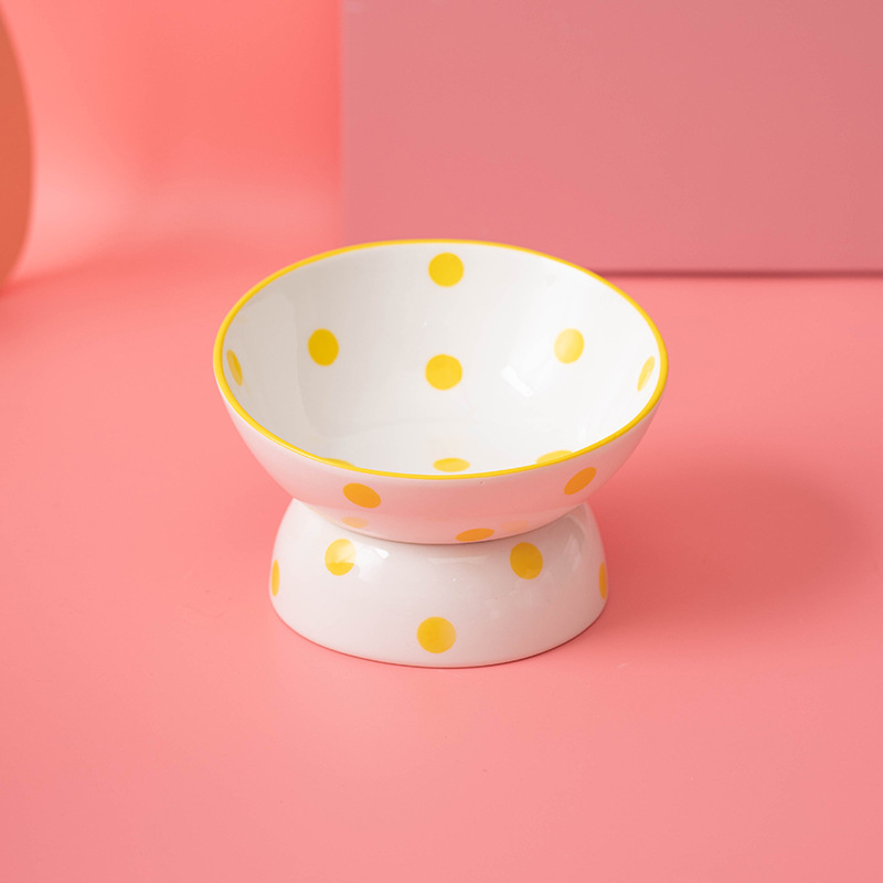 Polka dot yellow slant bowl