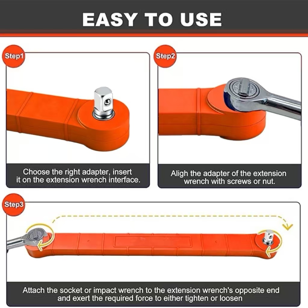 15.4in Offset Extension Wrench Tight Reach Set Drive Adapter For Automotive — image 3