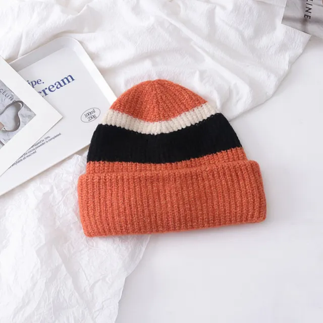 Versatile Small Color Matching Pullover Knitted Hat Orange Red - Shop at LoveMi