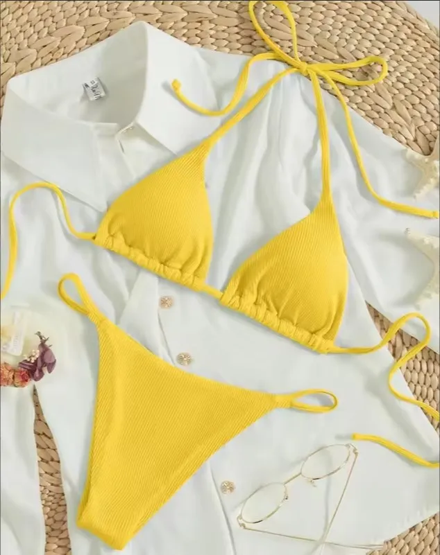 Factory Women's Sexy Small Rib Bikini Tie Bikini Set Two Piece Swimsuit Beach Wear Style4 L - Shop at LoveMi