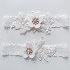 Pearl Flower Leg Socks Sexy Thigh Ring - Pair Of Whitegarters - View 1
