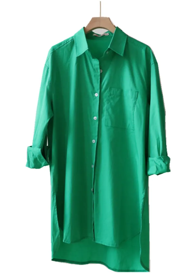Spring Women's Long Sleeve Shirt Dress Elegant And Beautiful Green - Shop at LoveMi