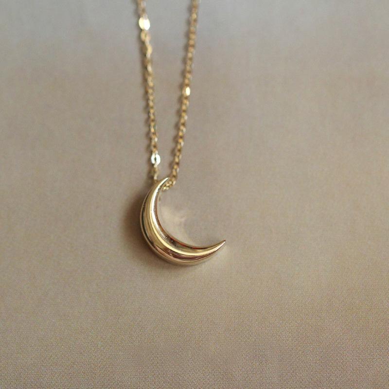14K Gold Plated Sterling Silver Necklace Light Plate Little Moon