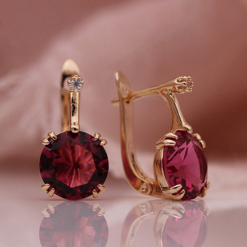 Fashion Popular Round Women Rose Gold Inlaid Zircon Earrings