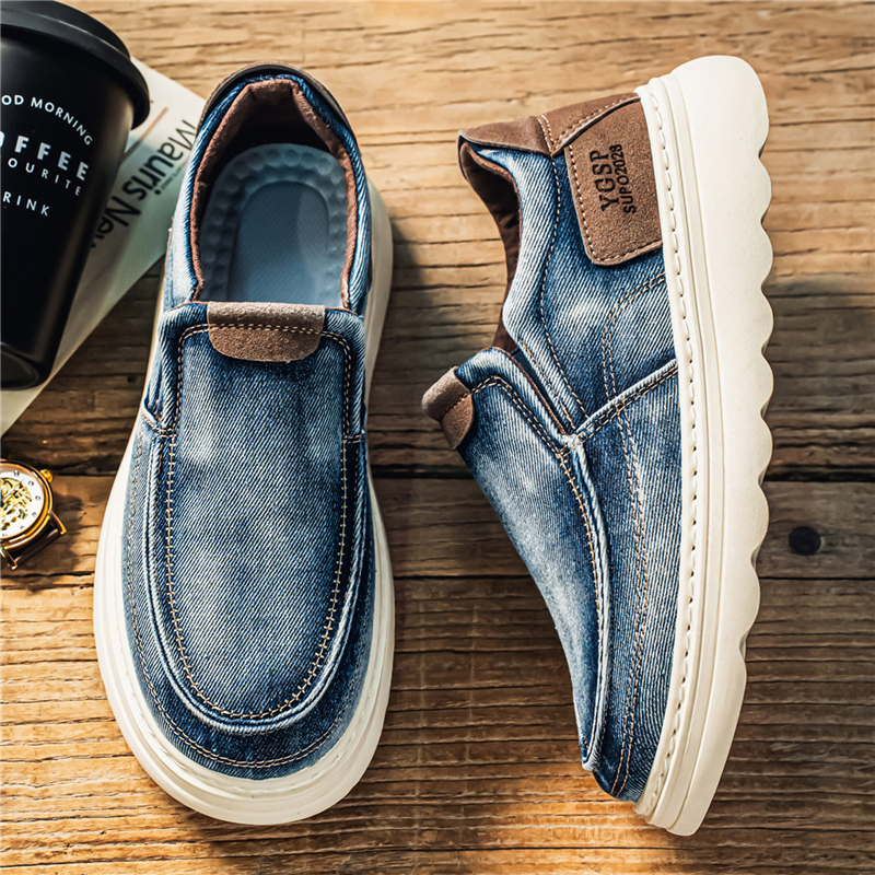 2026 New Men's Shoes For Summer & Autumn, Simple Versatile Casual Driving Shoes, Washed Denim Canvas Shoes For Men, Wholesale Available