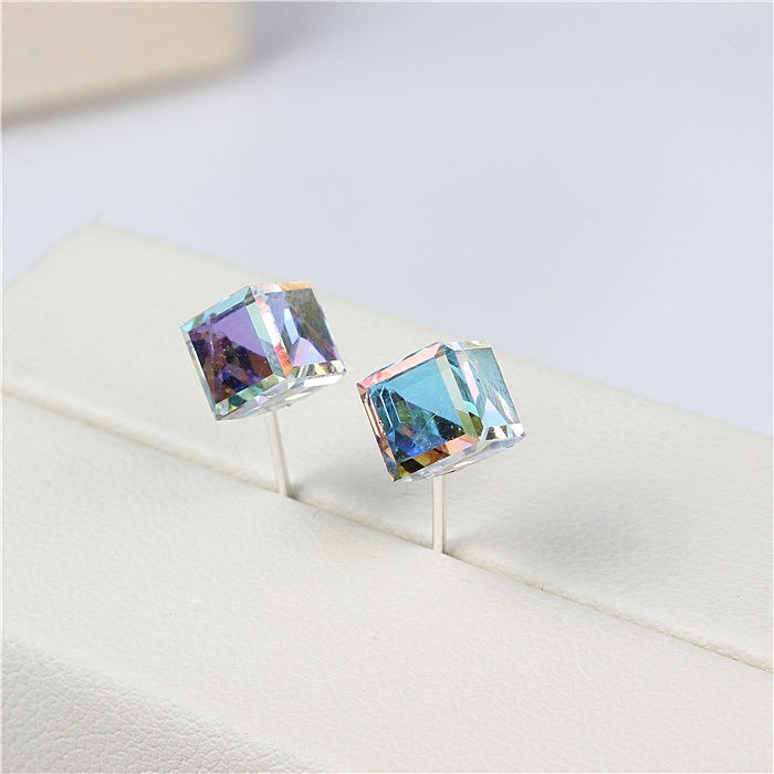 Water Cube Earrings Silver Needle Earrings Ear Jewelry Women