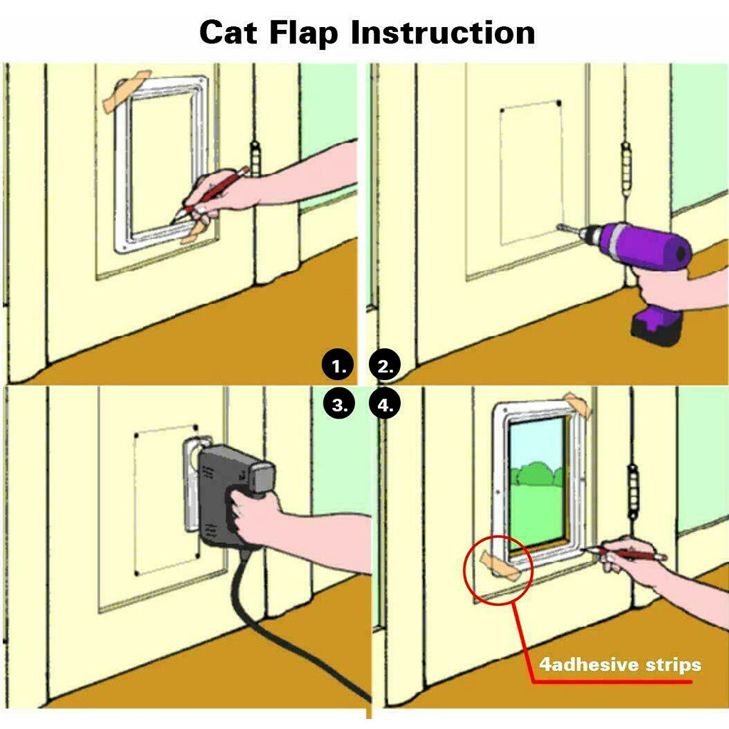 Pet Door Locking Small Medium Large Dog Cat Flap Magnetic White Frame 4 Way--m — image 2