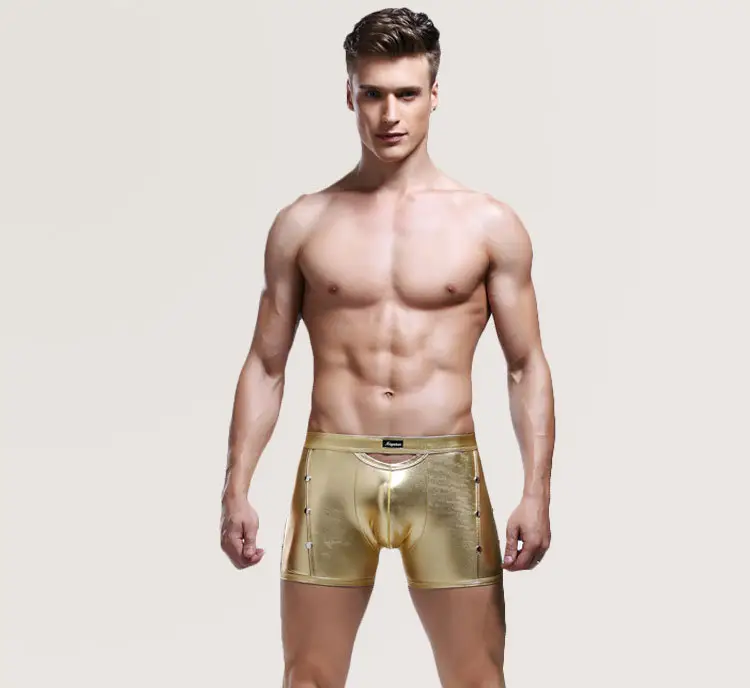 Simple Men's Boxer Patent Leather Briefs
