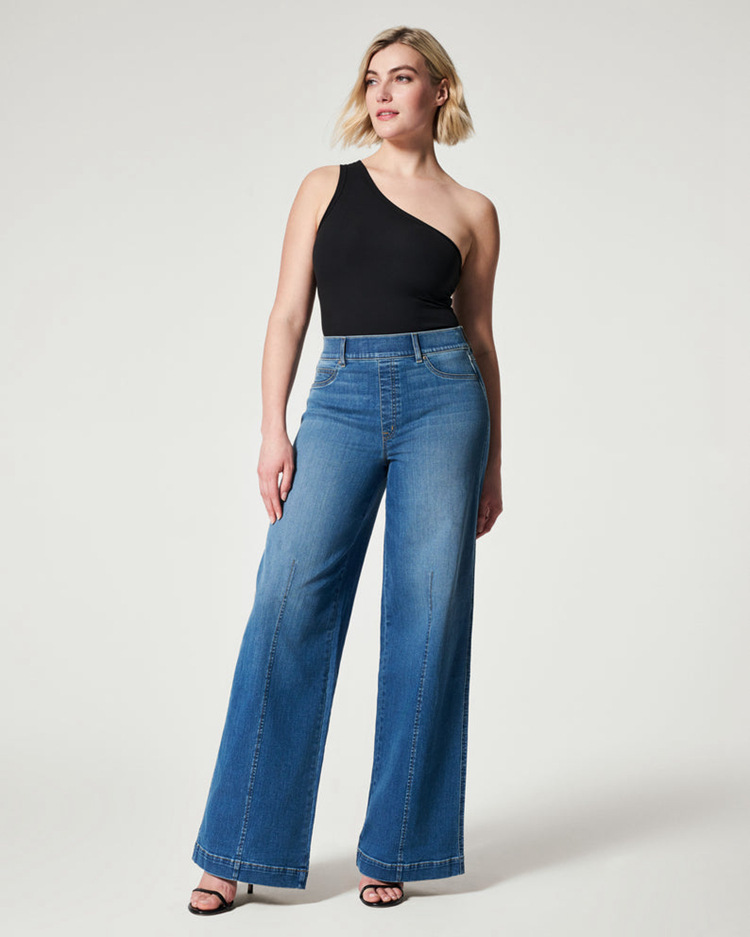 Title 2, Damen High Waist Jeans Hosen Casual Weites Bein...