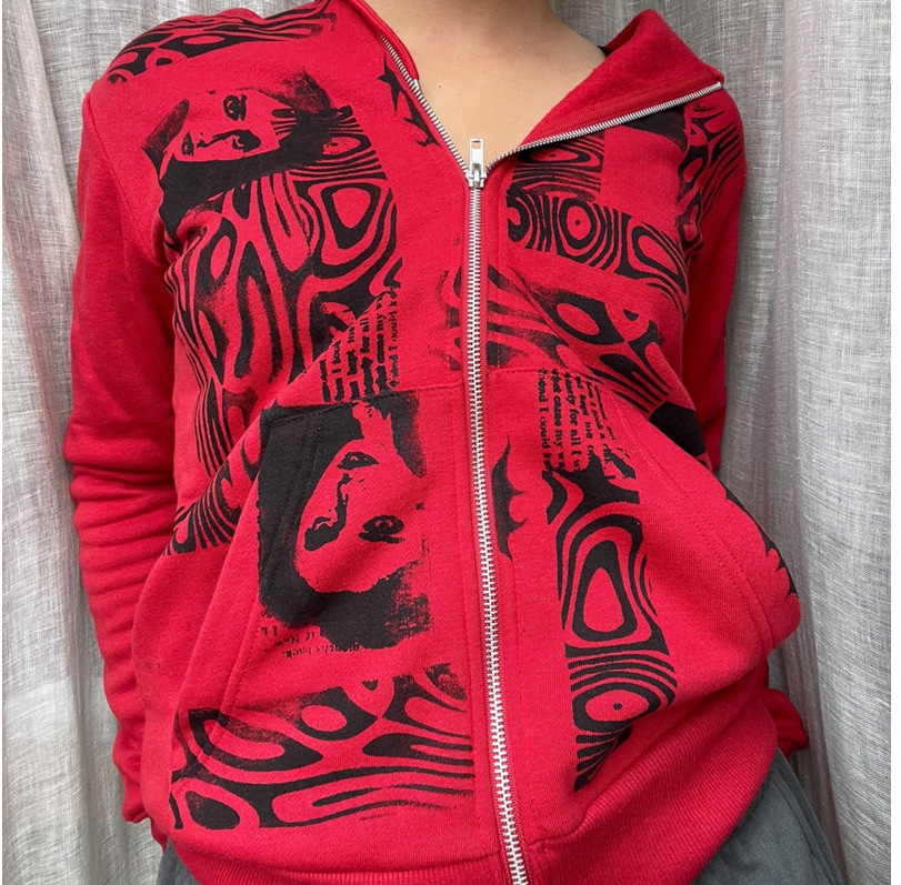 Title 4, Head Print Long-sleeved Hooded Sweater