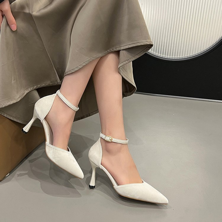 Women's Ankle Strap Pointed Toe Stiletto Heels Elegant Black & White Dress Pumps thumbnail 3