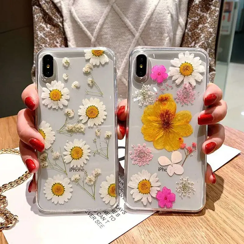 Back Cover Epoxy Preserved Flower Phone Case