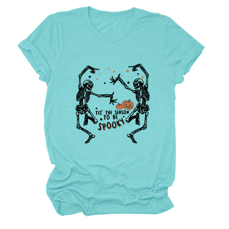 Women's Letter Skull Print Short Sleeve T Shirt Styles10 - Shop at LoveMi