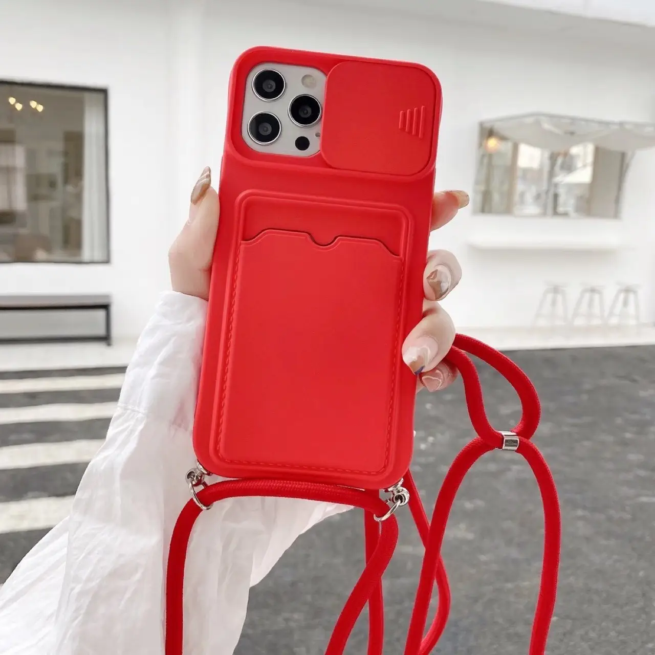 Mobile Phone Shell Diagonal Rope Hanging Neck Anti-fall Push Window