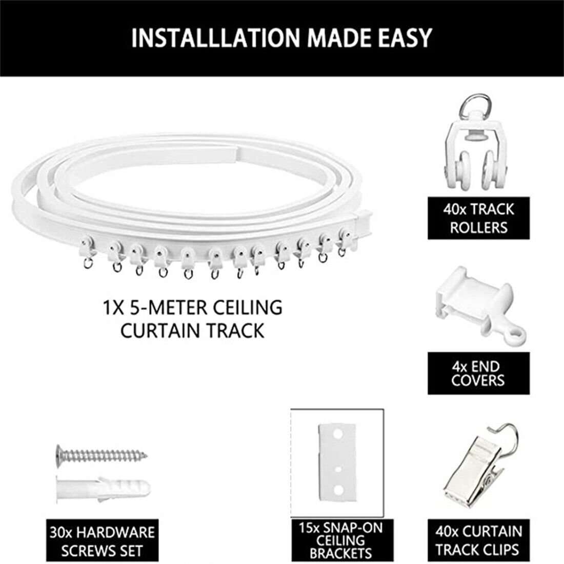 NEW 5M Bendable Flexible Curtain Track Rod Rail Ceiling Window Caravan Straight — image 3
