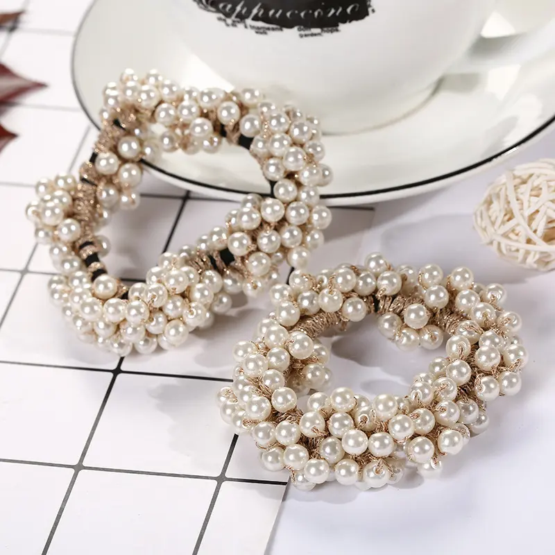 Handmade Crochet Rubber Band Hair Tie Pearl
