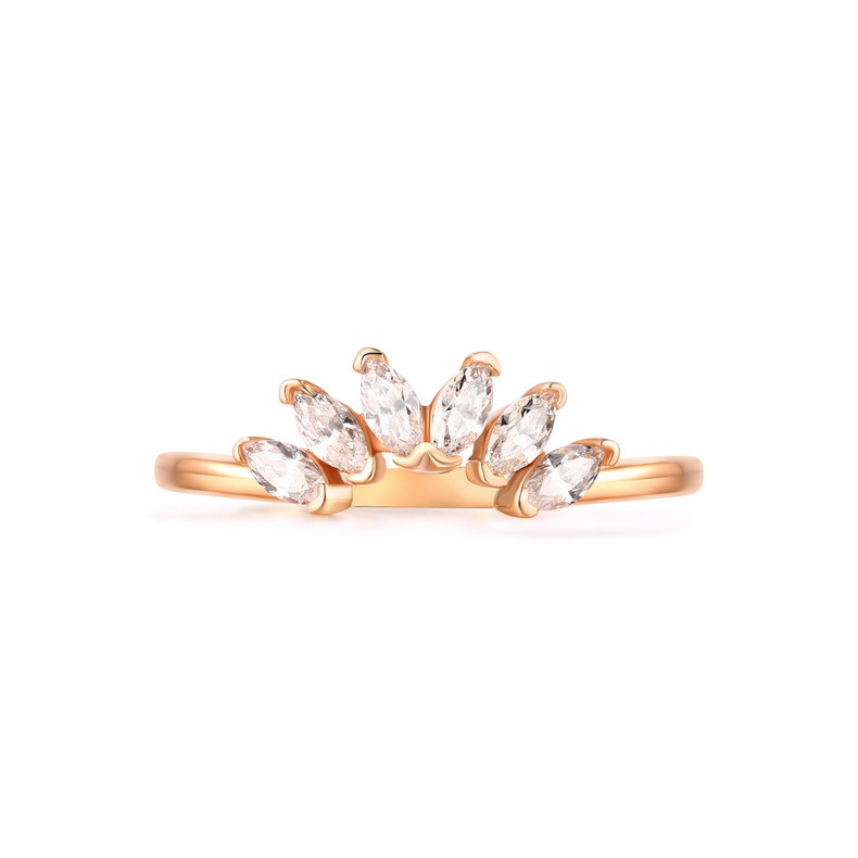 Can Be Combined With 925 Silver Plated Gold 3A White Zirconium Crown  Ring