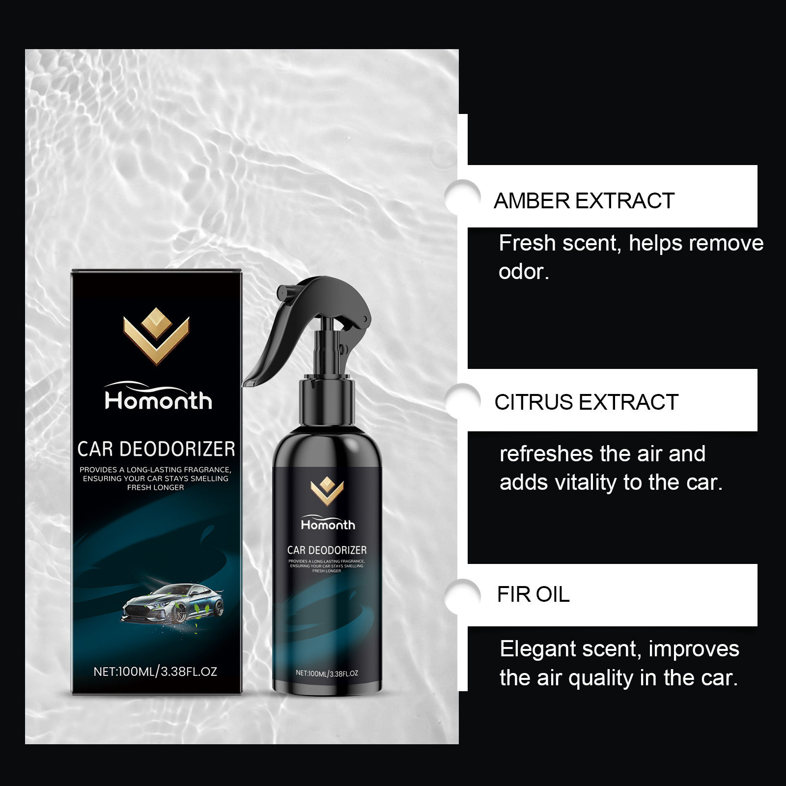 Homonth Car Deodorizer, Car Freshener, Removes Odors, Refreshes The Air, Long-lasting Fragrance, Multi-purpose Air Freshener. 2