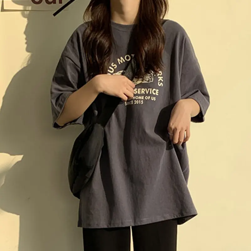Women Short Sleeve T-shirts Print Casual Korean Style Fashion