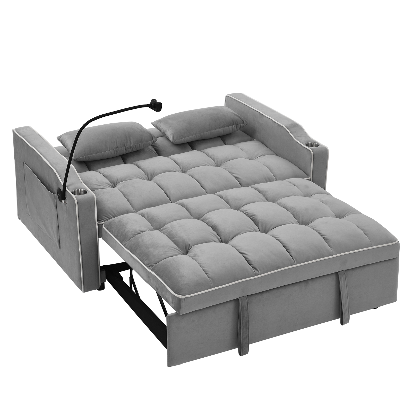55.51 Inch Versatile Foldable Sofa Bed In 3 Lengths, Modern Sofa Sofa Sofa Velvet Pull-out Bed, Adju - Image 3