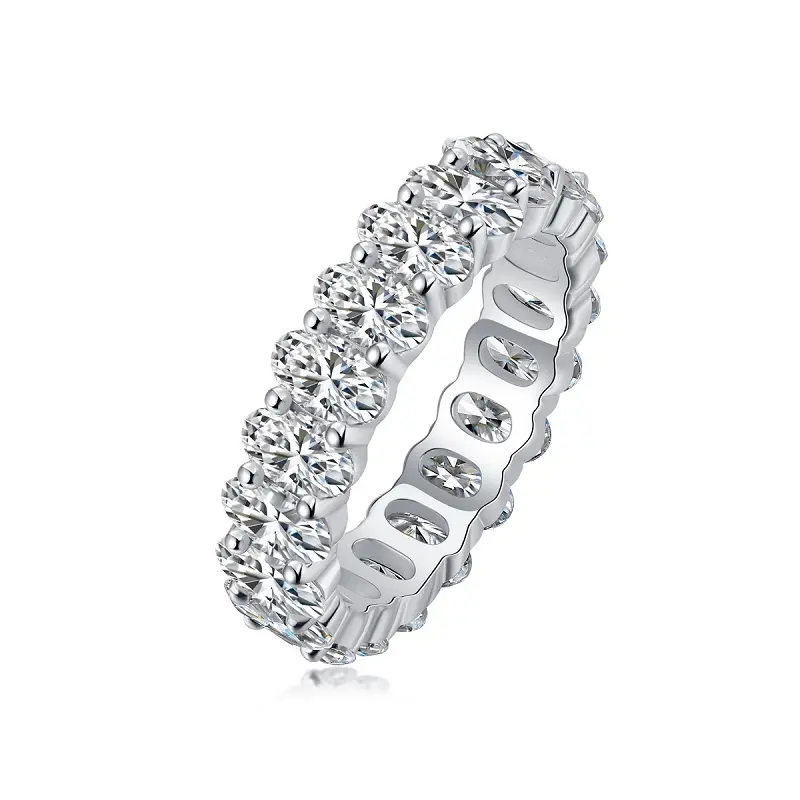 S925 Silver 6.0g Platinum Plated Moissanite Ring