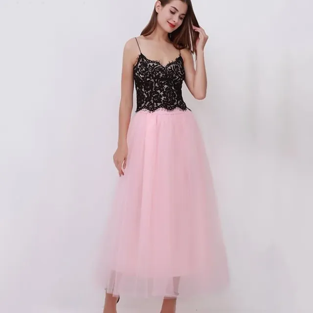 Lace Princess Tulle Long Drees Tutu Skirts For Women Peach One Size - Shop at LoveMi