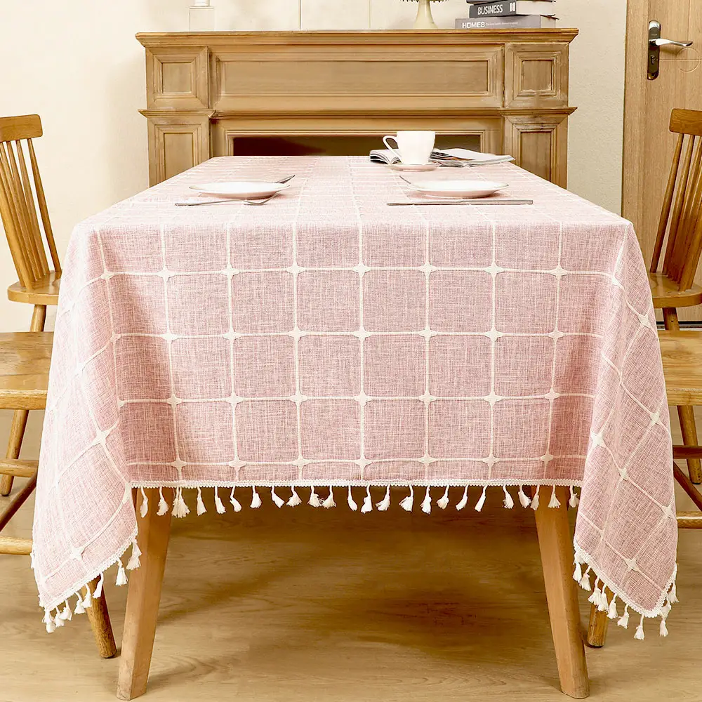 Cotton Linen Tablecloth Farmhouse Decor Waterproof Table