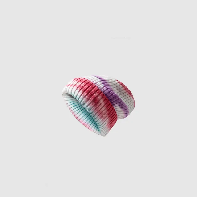 Simple Gradient Knitted Tie dye Woolen Hat White Red Purple - Shop at LoveMi